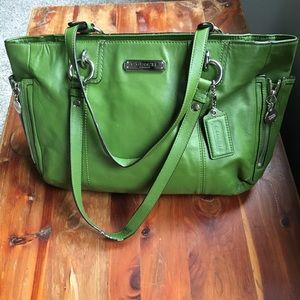 Coach purse, green leather in great used condition